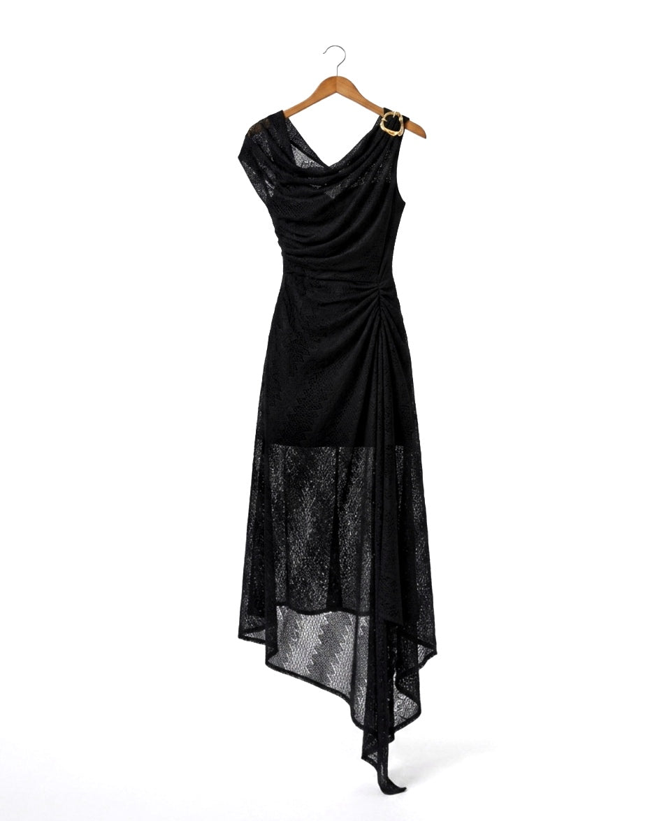 ZENYA Draped Dress - Black