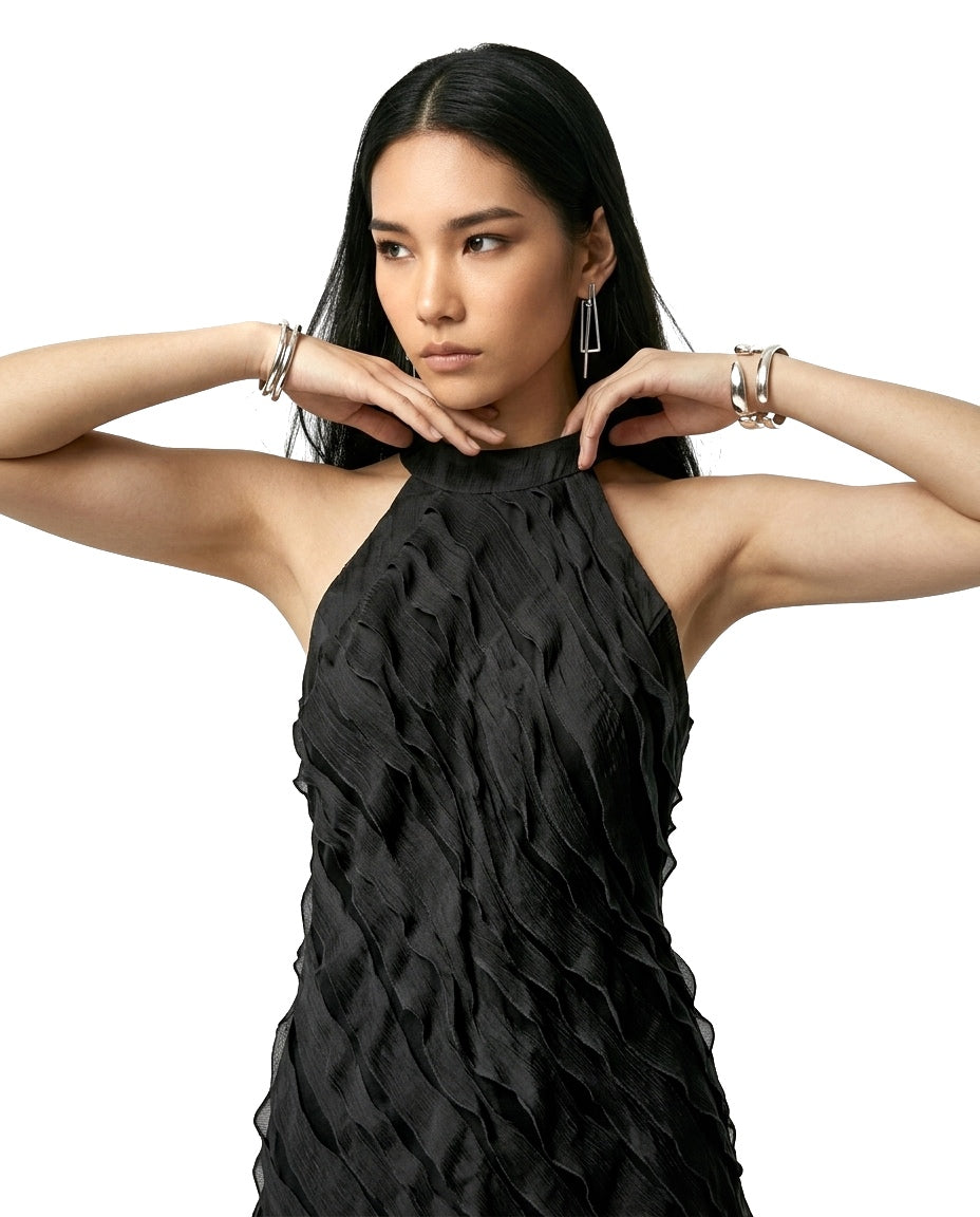 AMARA Ruffle Dress - Black