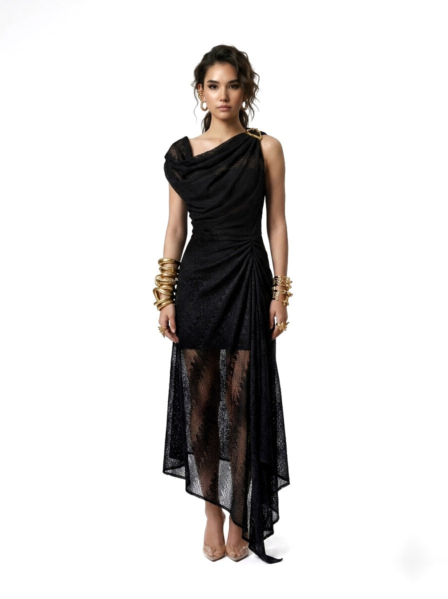 ZENYA Draped Dress - Black