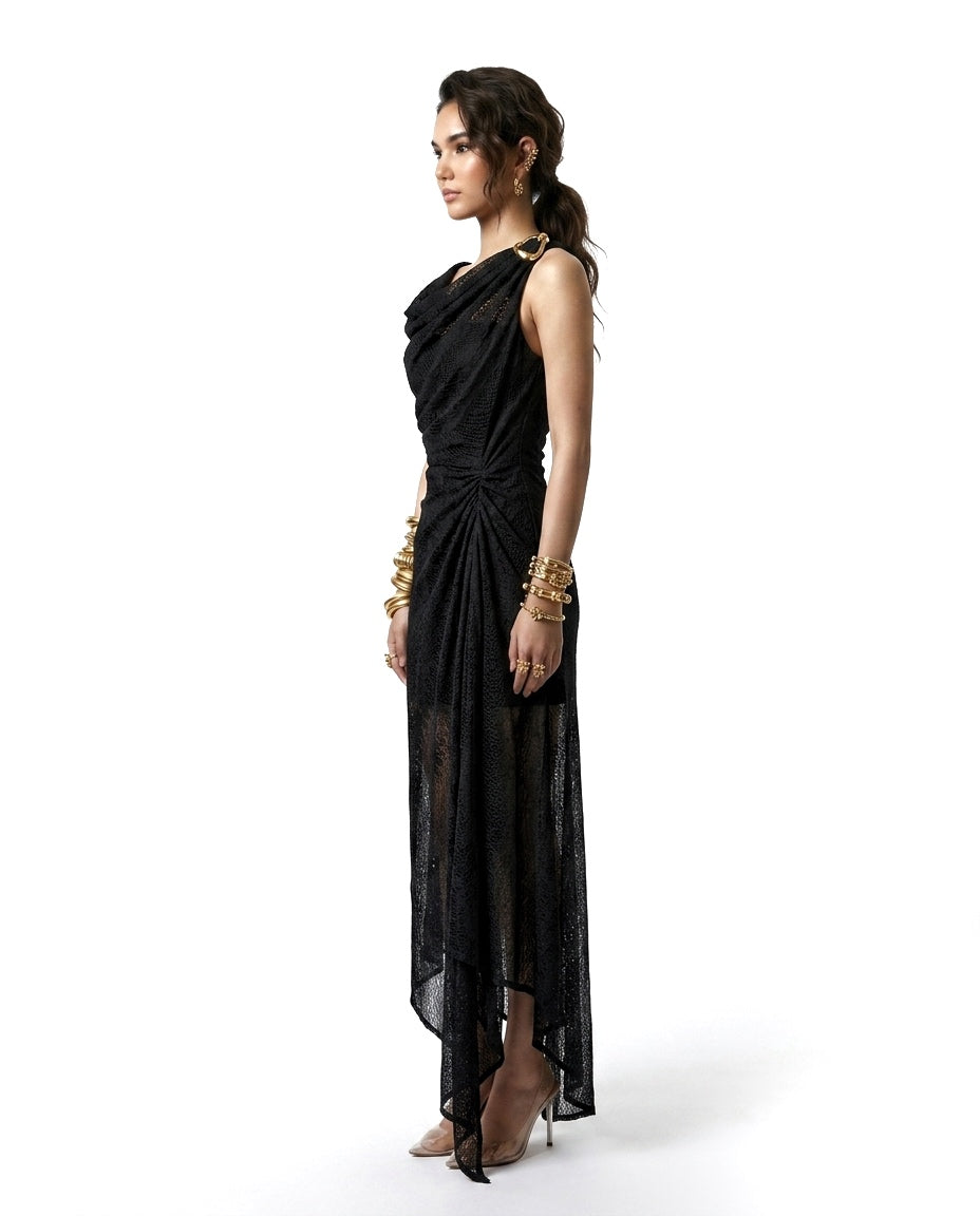 ZENYA Draped Dress - Black