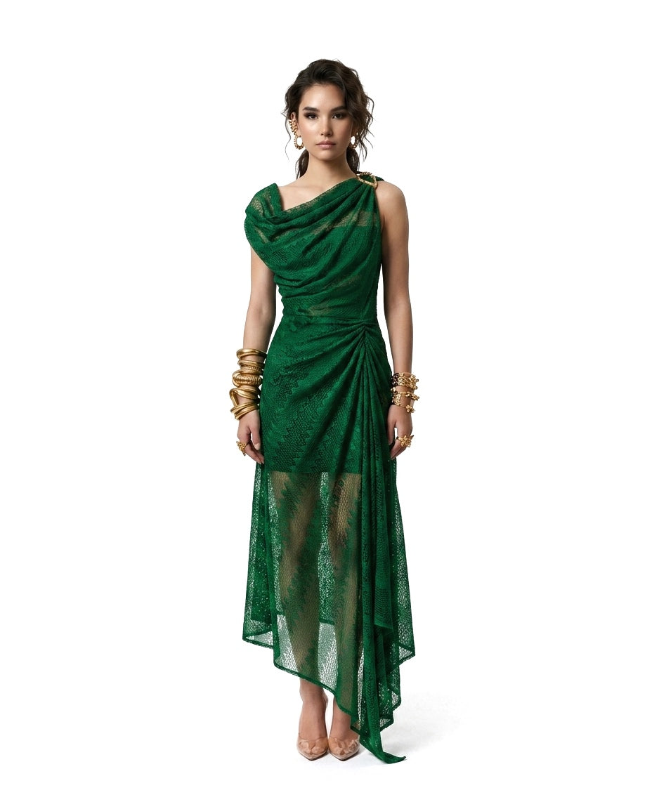 ZENYA Draped Dress - Green