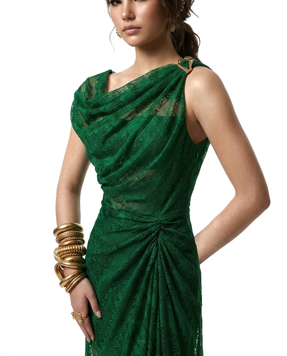 ZENYA Draped Dress - Green
