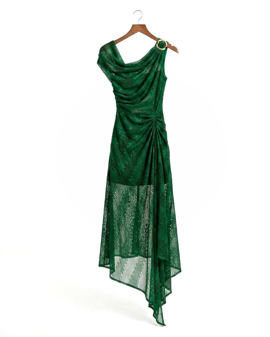 ZENYA Draped Dress - Green