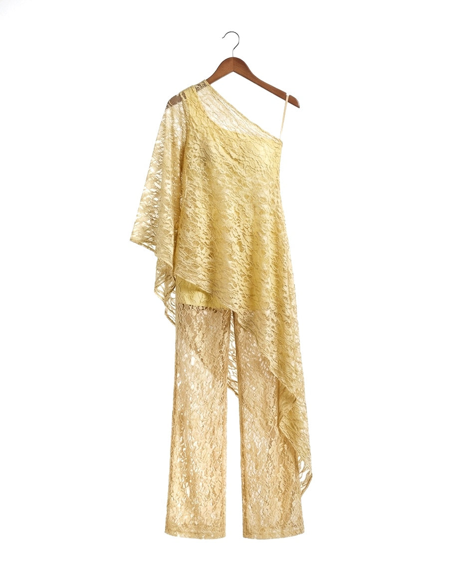 EMYRA One Shoulder Knit Top & Pant