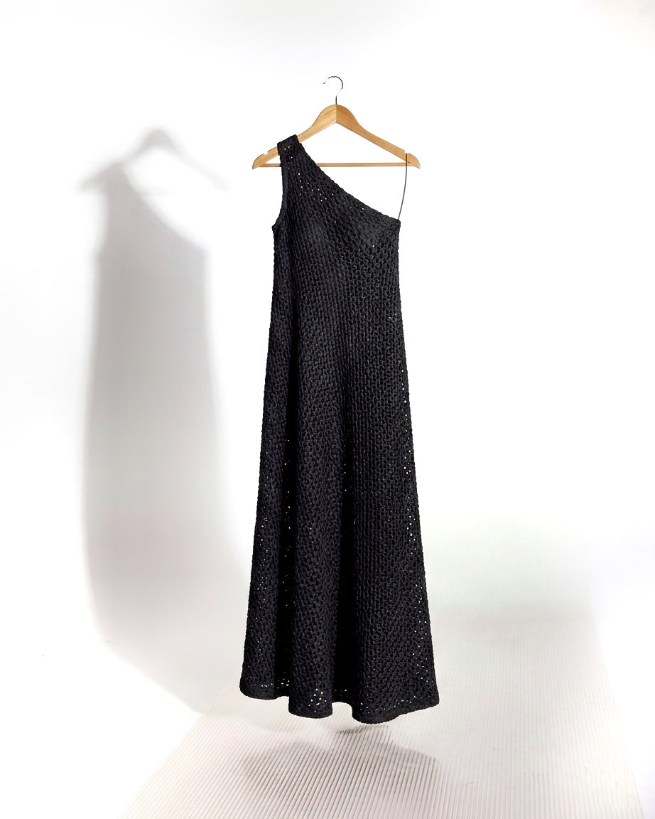 SELENE Asymmetrical Knit Dress - Black