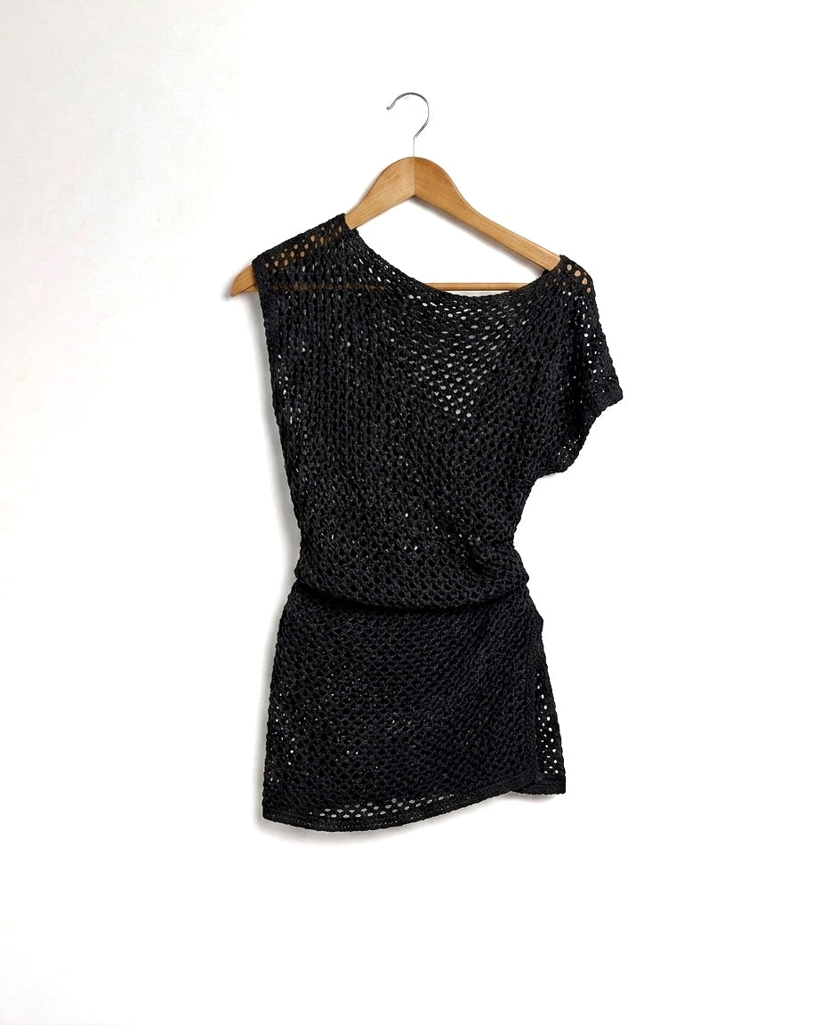 SELENE Draped Knit Top - Black