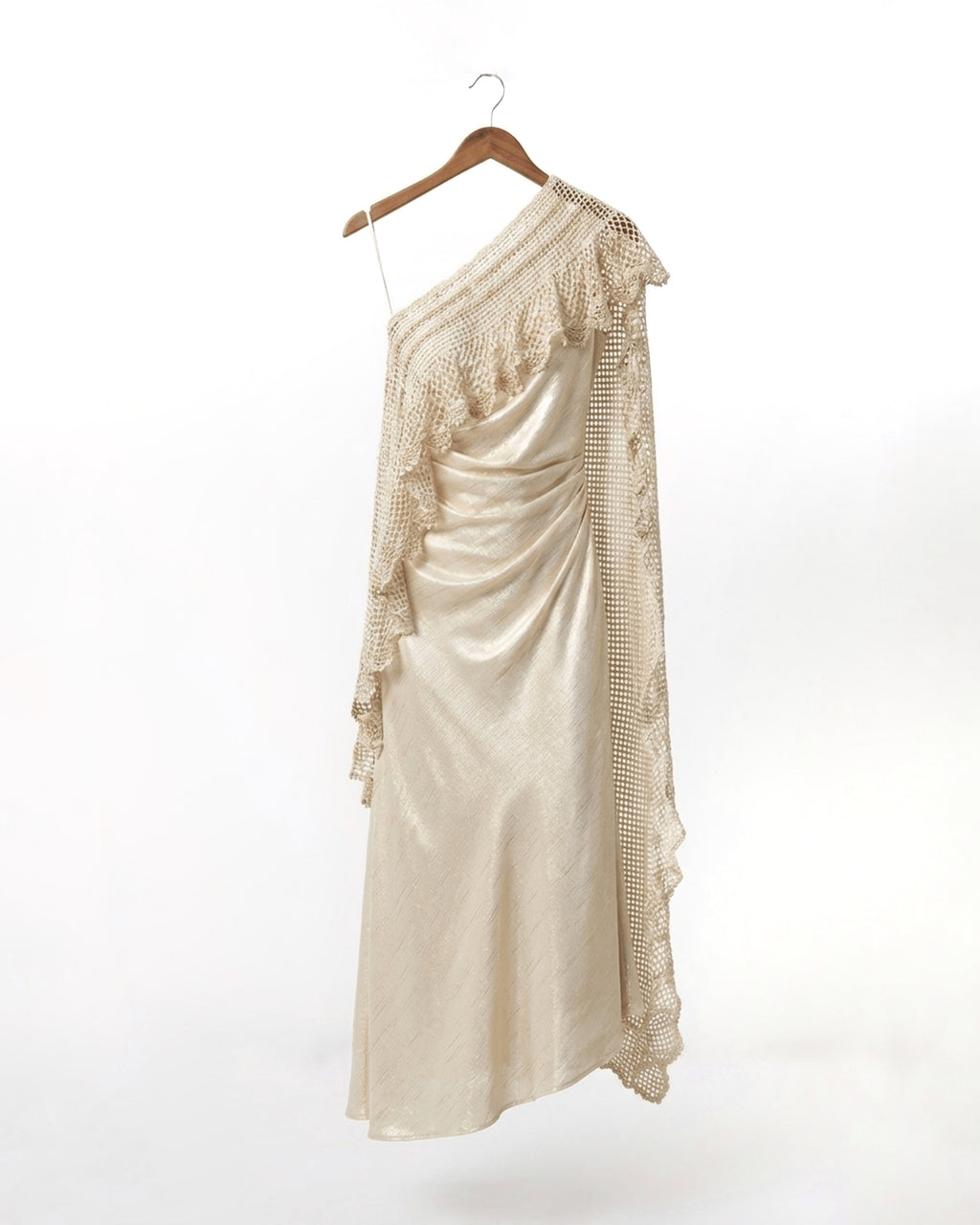 ASTRIA Crochet One Shoulder Dress - Cream