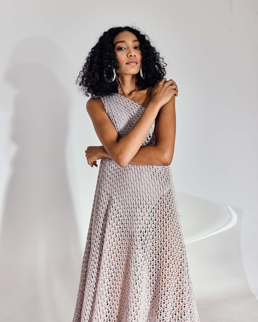 SELENE Asymmetrical Knit Dress - Gray