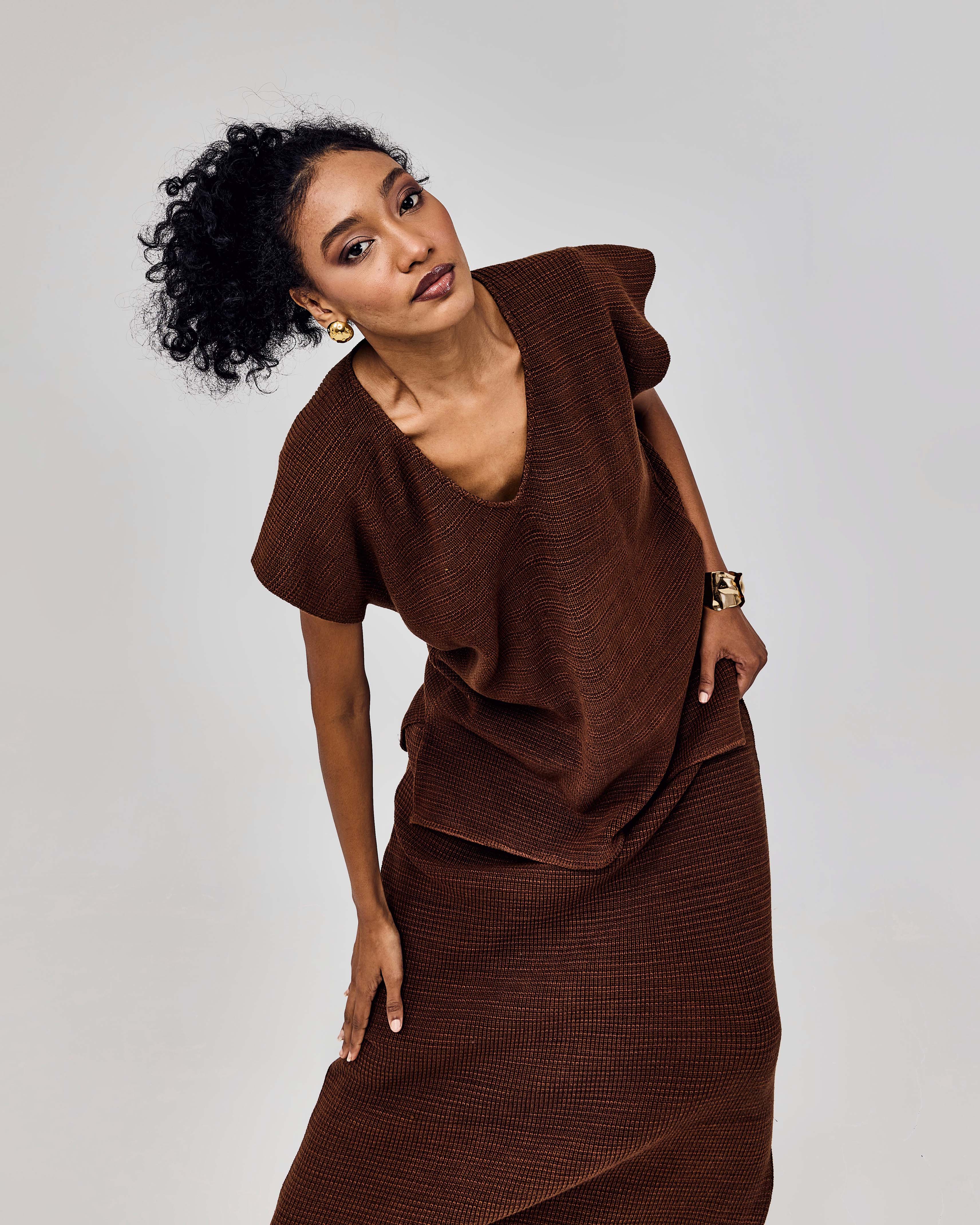トップス Alma ribbon tops ALMA Knit Top – VJ by Sakshi Punyani
