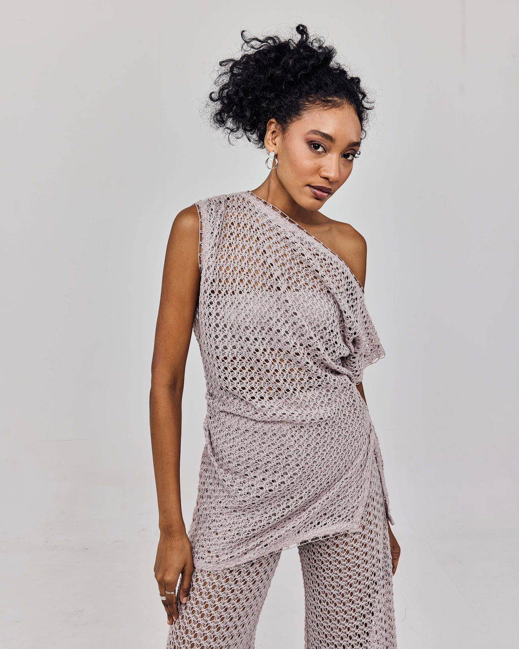 SELENE Draped Knit Top - Grey