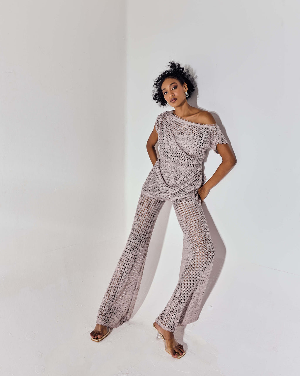 SELENE Draped Knit Top - Grey