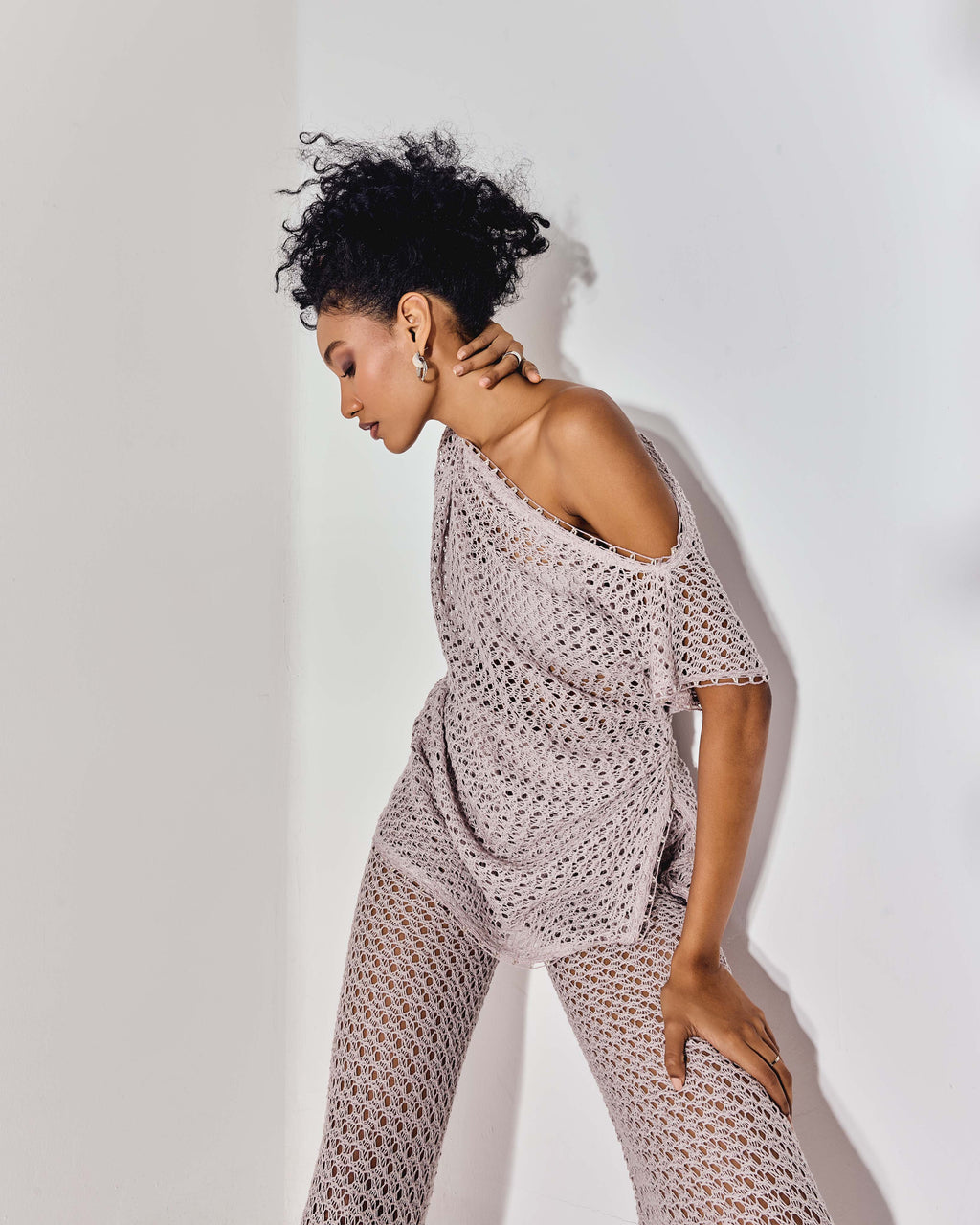 SELENE Draped Knit Top - Grey