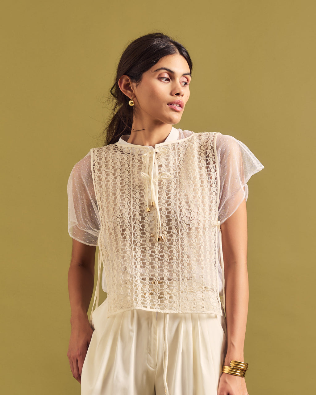 ELVA Tie-up Vest & Octa Lace Top