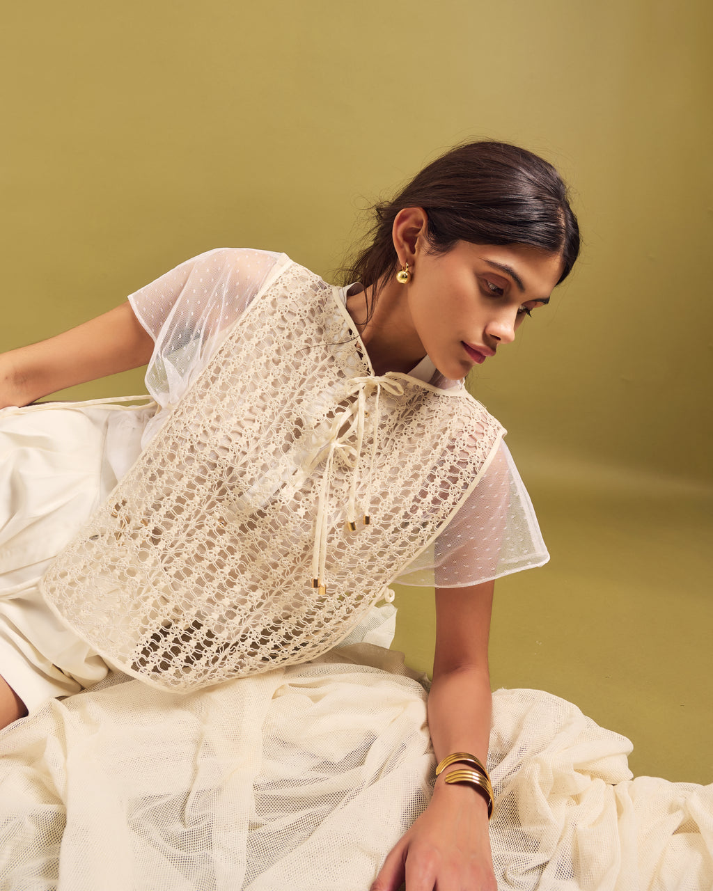 ELVA Tie-up Vest & Octa Lace Top